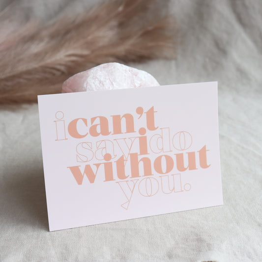 I CAN'T SAY I DO WITHOUT YOU
